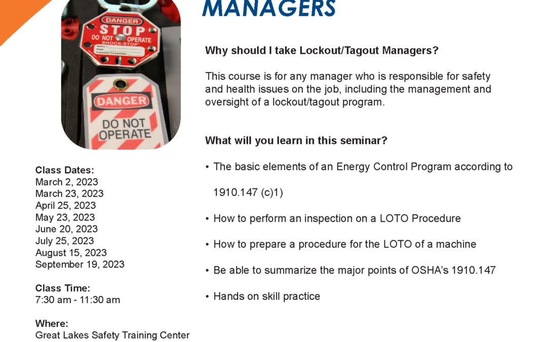 FREE Lockout/Tagout for Managers classes!